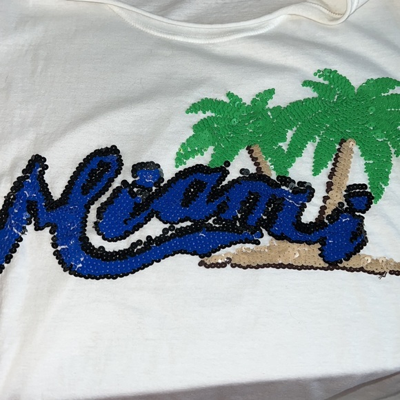 P.A.R.O.S.H. Sequined Embellished Miami White Cotton T Shirt Size M - Picture 4 of 6